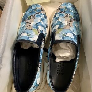 Gucci Blooms blue GG Supreme Coated Canvas Slip on
